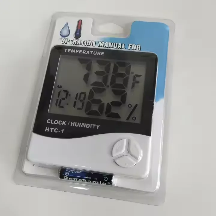 Good HTC-1 Indoor Room LCD Electronic Temperature Humidity Meter Digital Thermometer Hygrometer Weather Station Alarm Clock 4.7