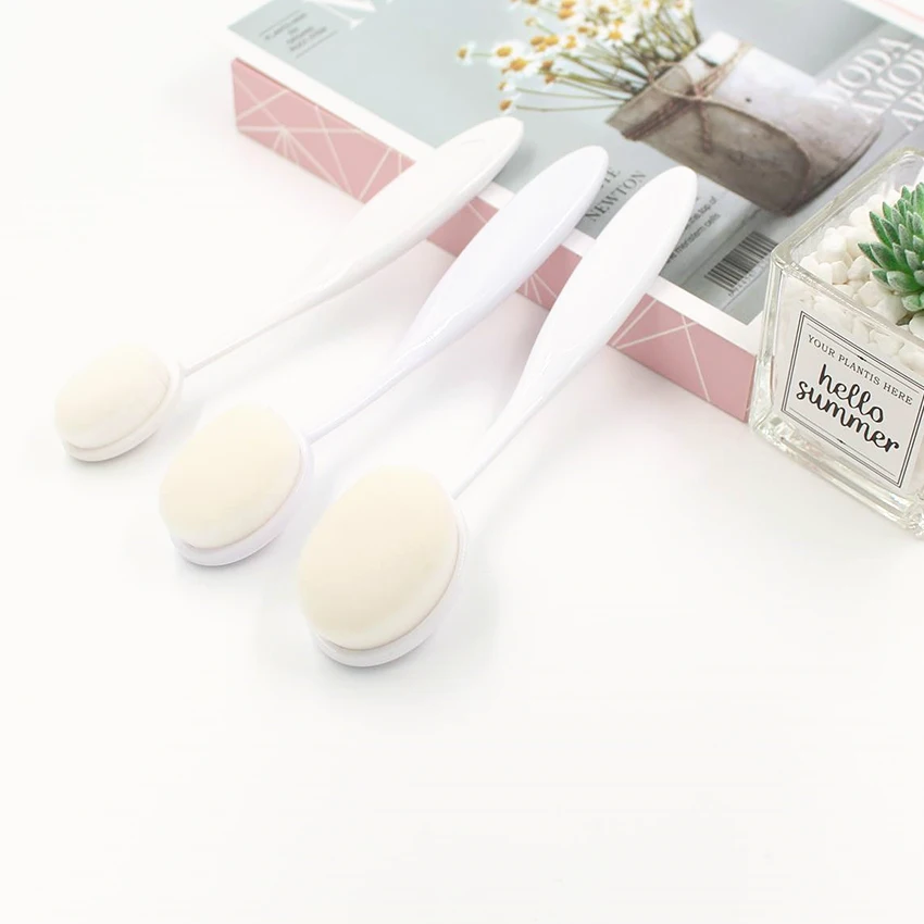 Hot Sale Private Label 3pcs Soft Toothbrush Foundation Brush Make Up White Makeup Brushes with Bag