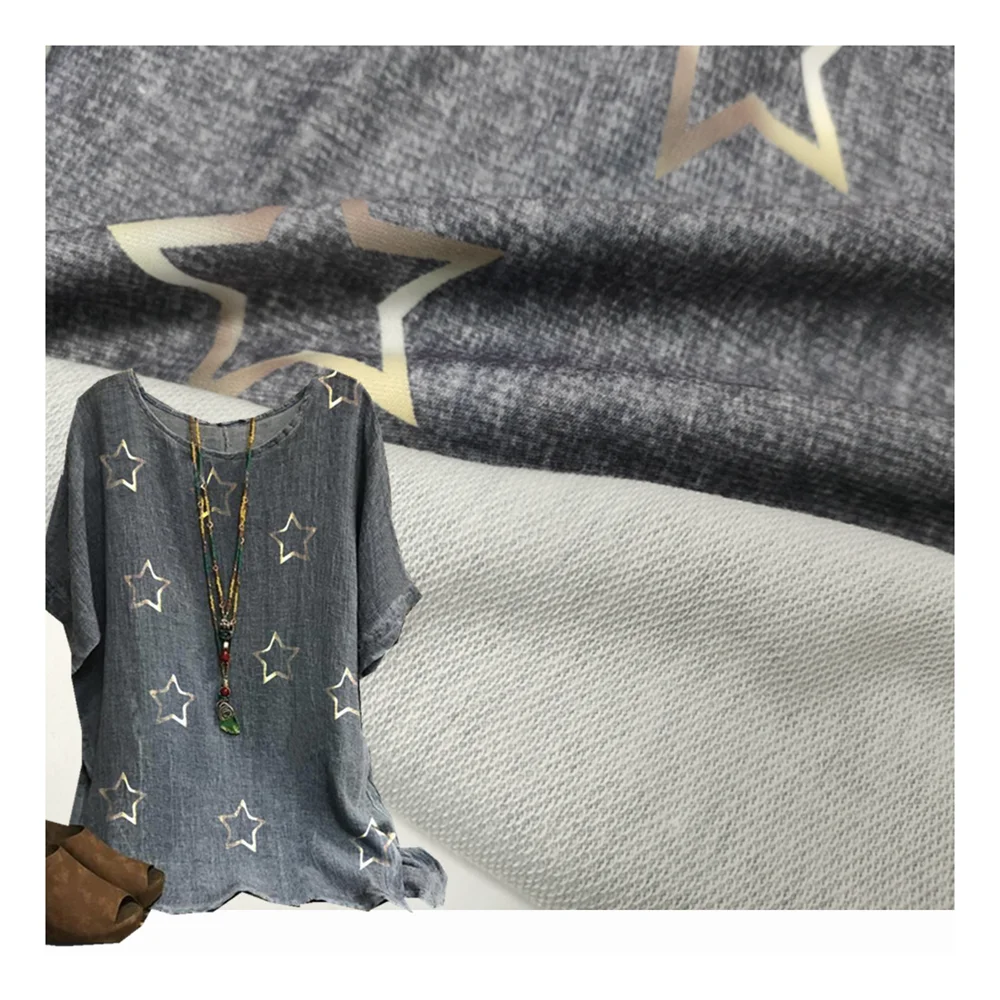 
New style loose casual girl blouse with five-pointed star digital printing 