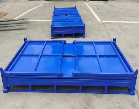 Customized Metal Container Foldable Durable Zinc Plated Industrial IBC MB5 Box MB6  Pallet Box For Tires Rubber Factory