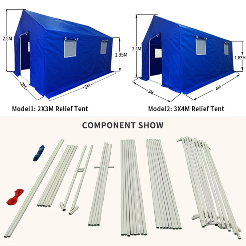 STALLMASTER Large 2*3m Survival Shelter Tent Natural Disaster Relief Dual Doors Single Steel Oxford Outdoor Emergency 4 Persons