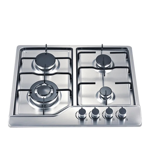 Gas Hob Natural LPG GAS 4 Burners Stainless Steel  Built In Gas With Enamel Pan Support