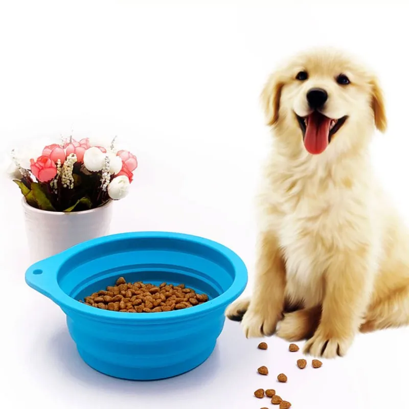 Portable Silicone Dog Bowl Collapsible Pet Bowls Outdoor Travel pet feeder bowl for pet dog and cat