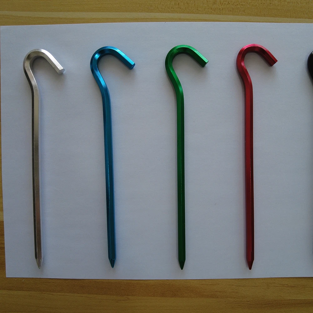 Wholesale Outdoor Camping Sturdy Tent Pegs Aluminum, High Quality Mix Colors Question Mark Tent Pegs