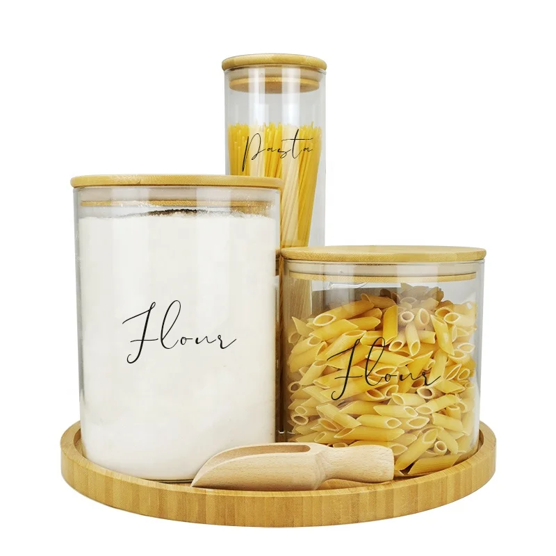 Clear 2L 3L kitchen large glass storage jars for rice flour cereal beans pasta spaghetti