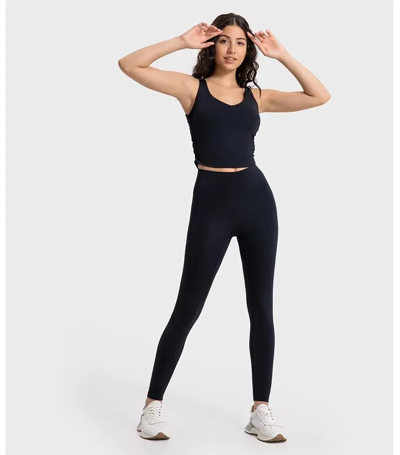 Yoga Wear Vest Set Over Running Sports Bra Set High Waist Gym Wear Quick-drying Nude Suit