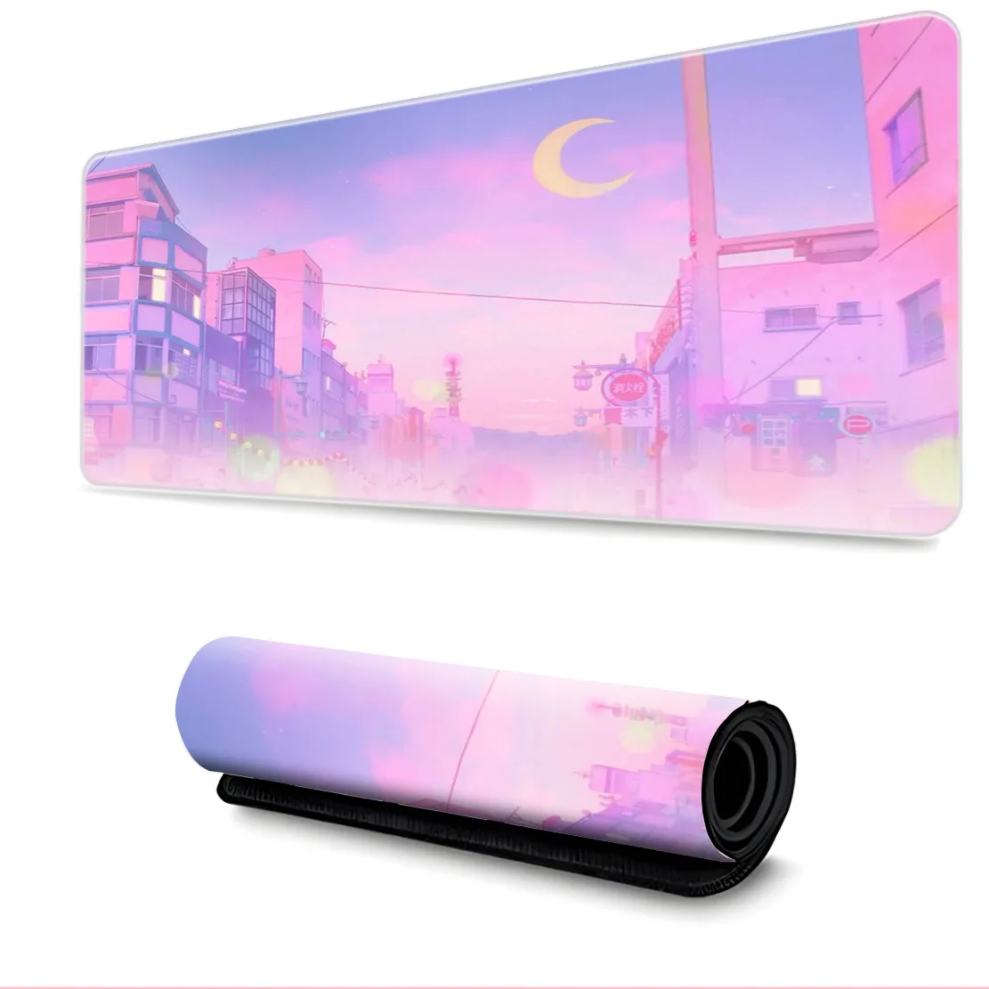 Ink Painting Large Mouse Pad Office Game Computer Keyboard Desk Pad Silica Gel Heat Transfer Fabric Surface Rubber Mouse Pad