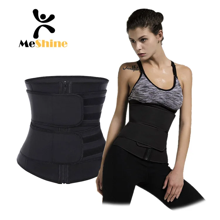 New Printing Logo Private Label Women Slimming Workout Compression Double Belt Neoprene Waist Trainer