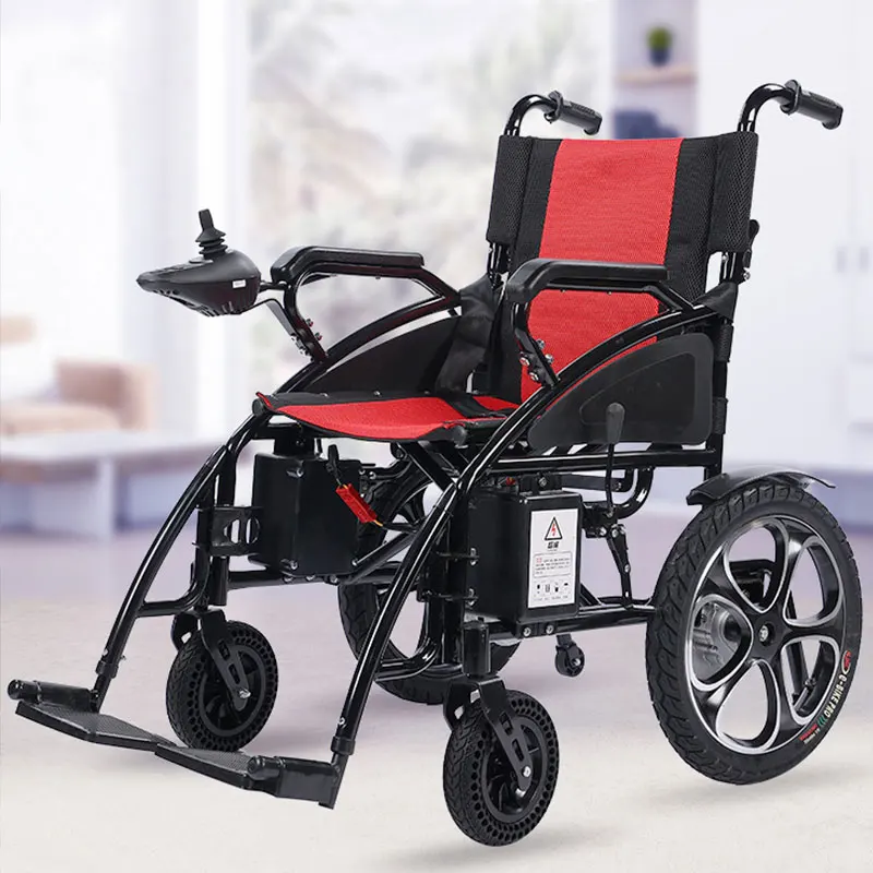 Ultra-light  Electric Folding wheelchair Disabled Elderly Travel Home Scooter Simple Small Wheel Trolley Electric Wheelchair
