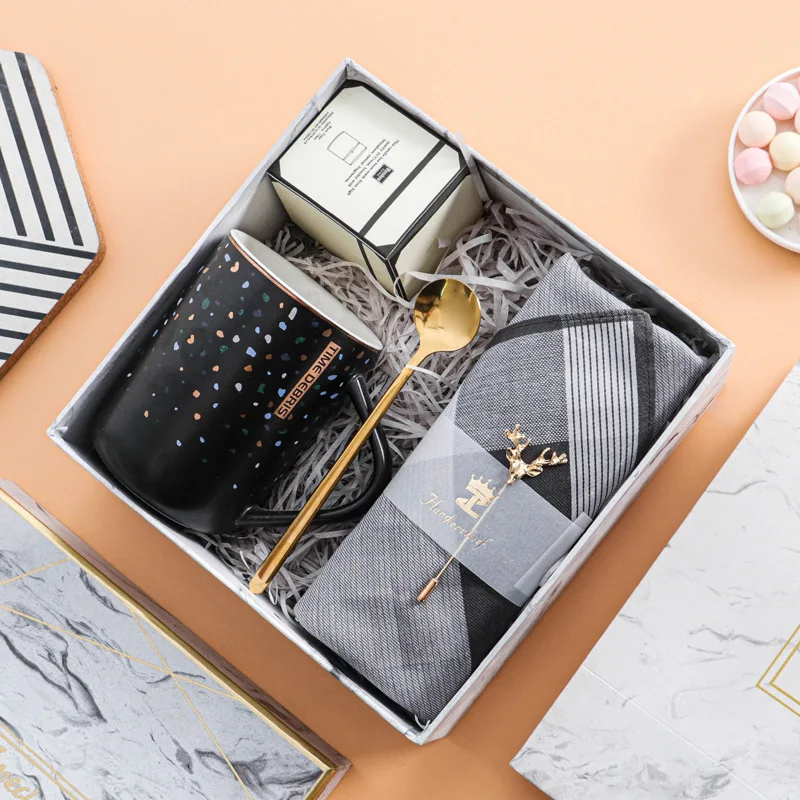 Custom Logo Ceramic Cup Gift Set for Business Annual Meeting Holiday Birthday Wedding