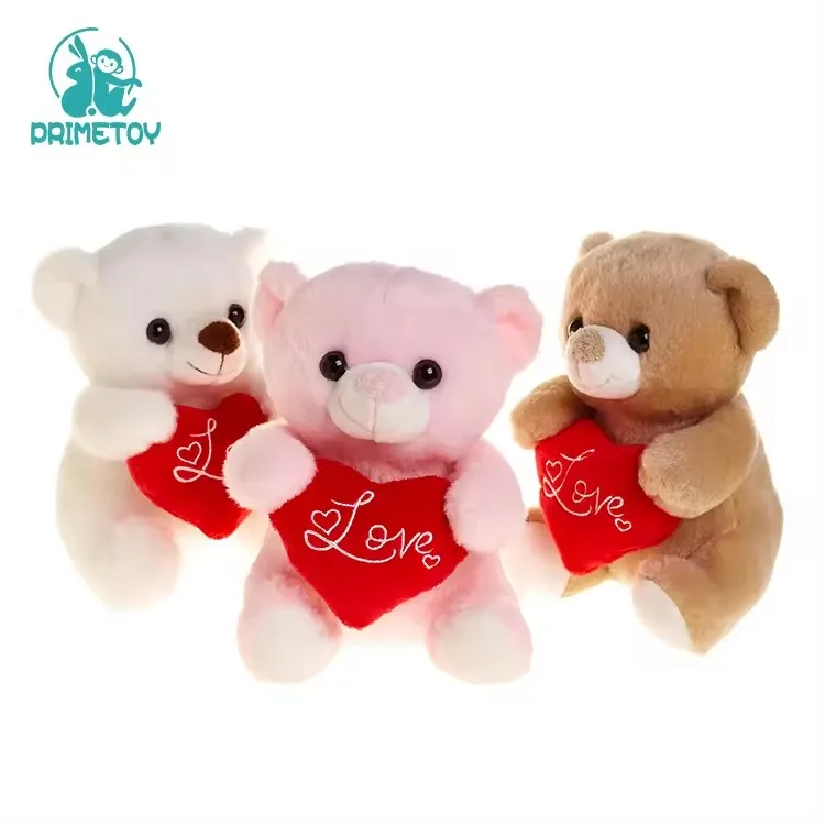 Wholesale Valentine Red Heart Teddy Bear Stuffed Plush Toys With Embroidery Logo And Feet