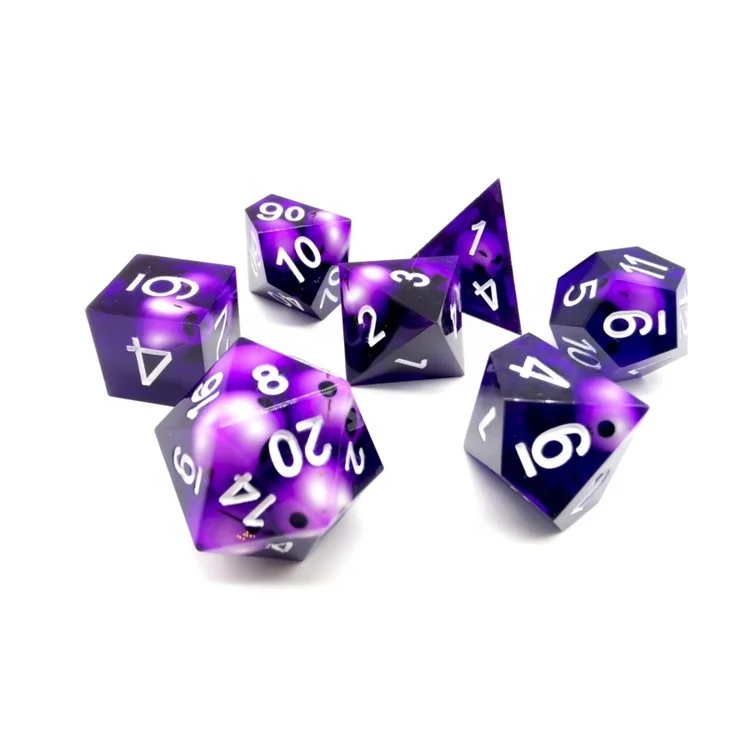 Hot Sale HS Custom Made Dice Set Resin Sharp Edge Skull Green Blue Purple DND RPG Dungeons Dragons Game Metal Material Wholesale