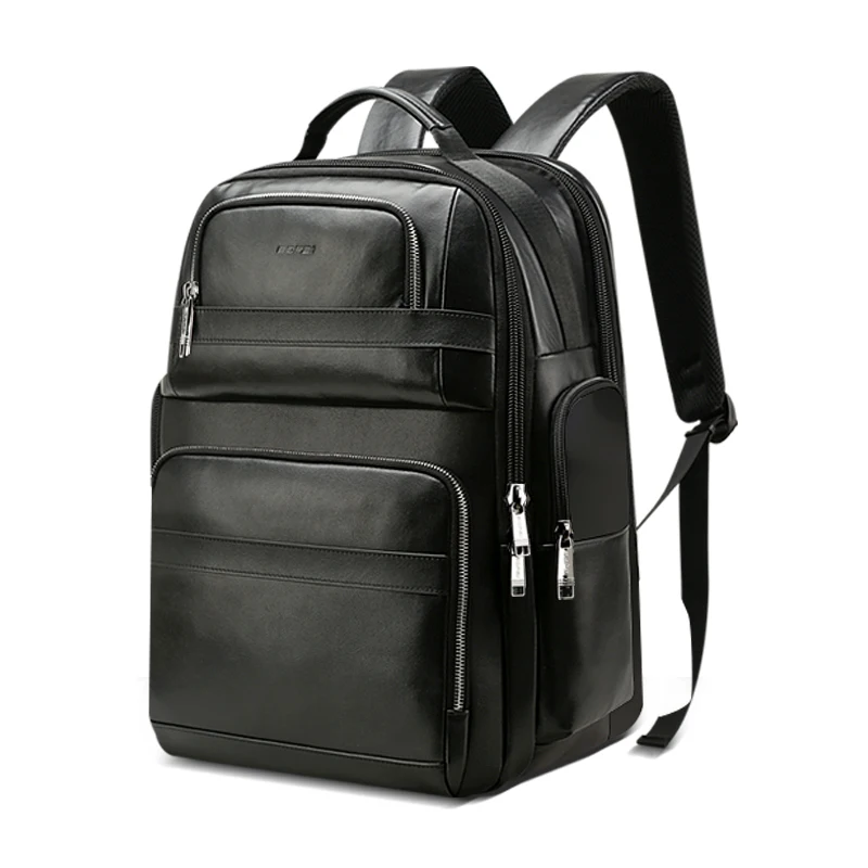 
BOPAI luxury laptop travel business waterproof usb genuine leather bagpack men notebook smart backpack custom 