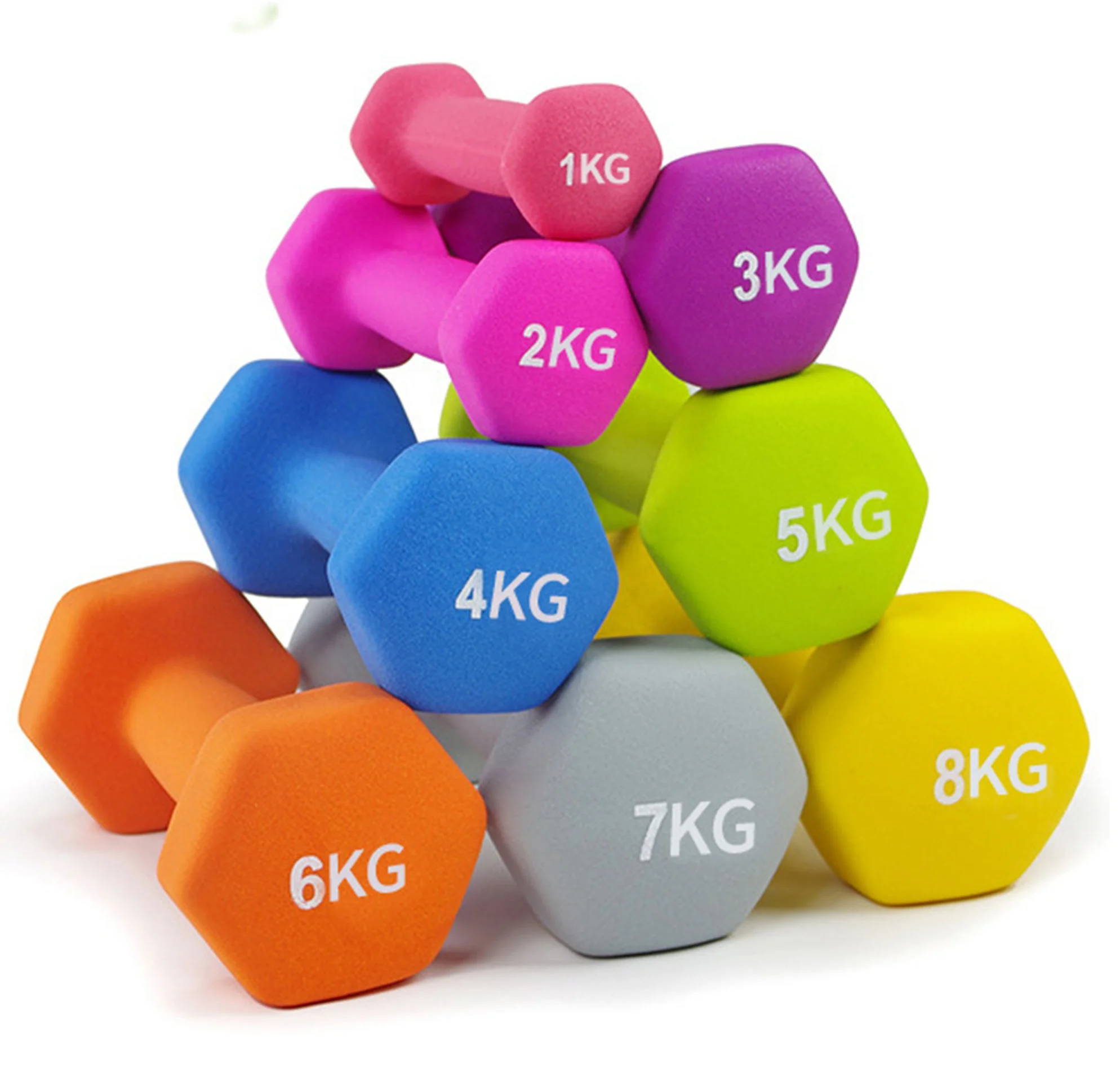 wholesale hexagon vinyl dipping dumbbell, pastel hex pastel neoprene dumbbell