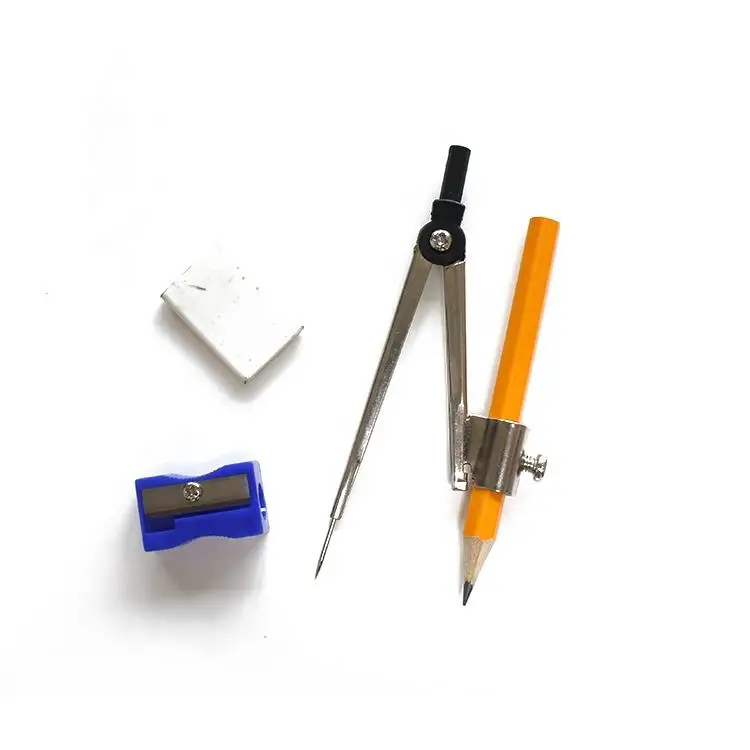 9pcs Mathematical compass Set School Student Stationery Geometry Iron Box Set instrument Math Set