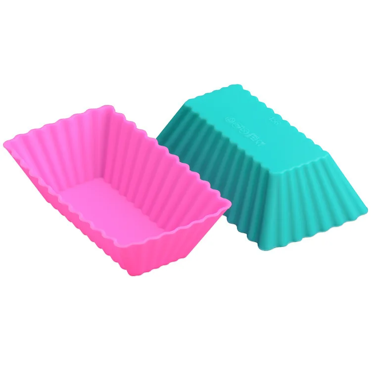 New arrival  rectangle food grade reusable easy to demould non stick silicone cupcakes liners baking muffin cup for party