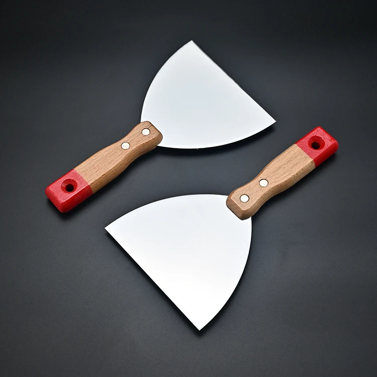 Wood handle flexible stainless steel carbon steel drywall paint scraper