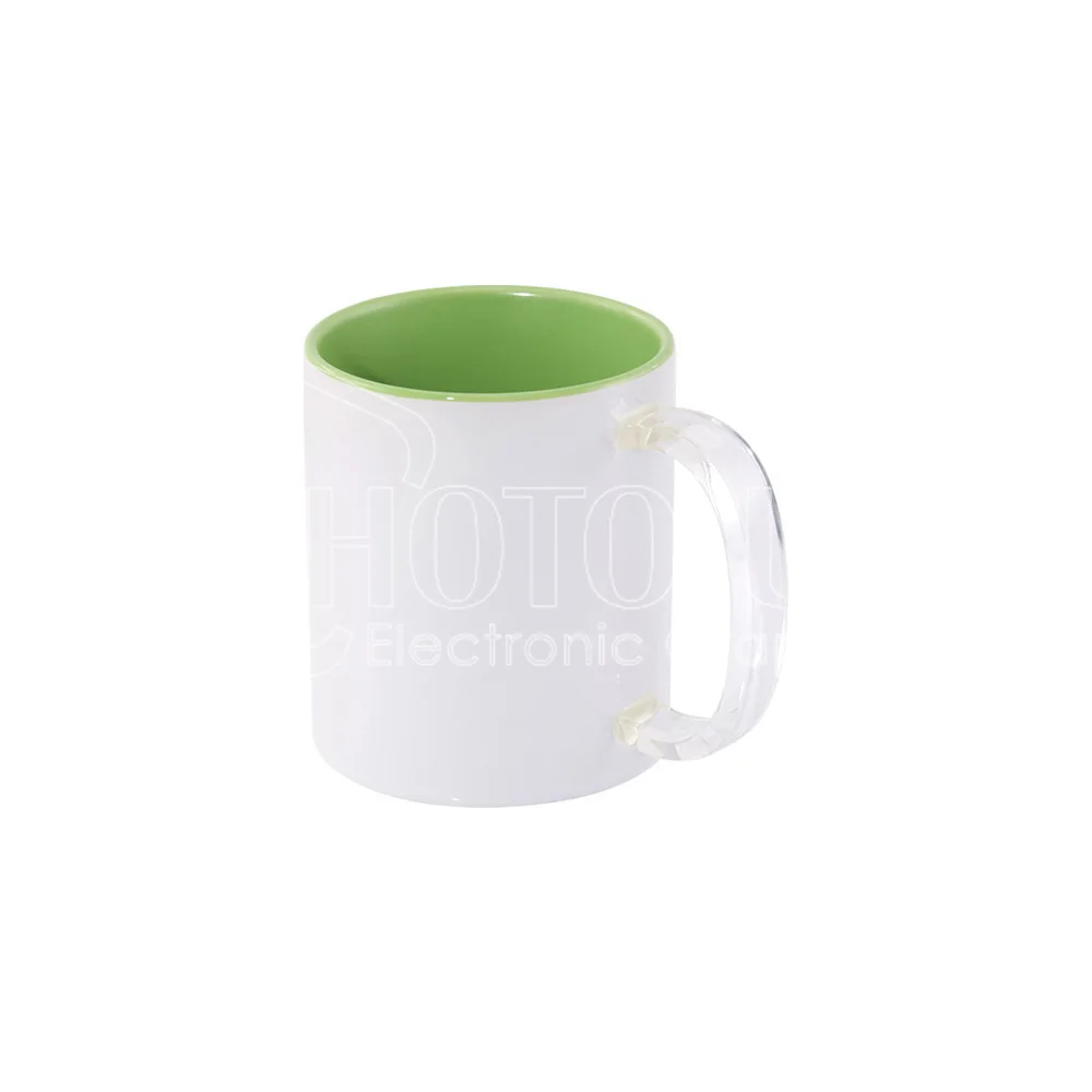 11 oz. Sublimation Blank Inside-Colored Ceramic Mug with Clear Glass Handle
