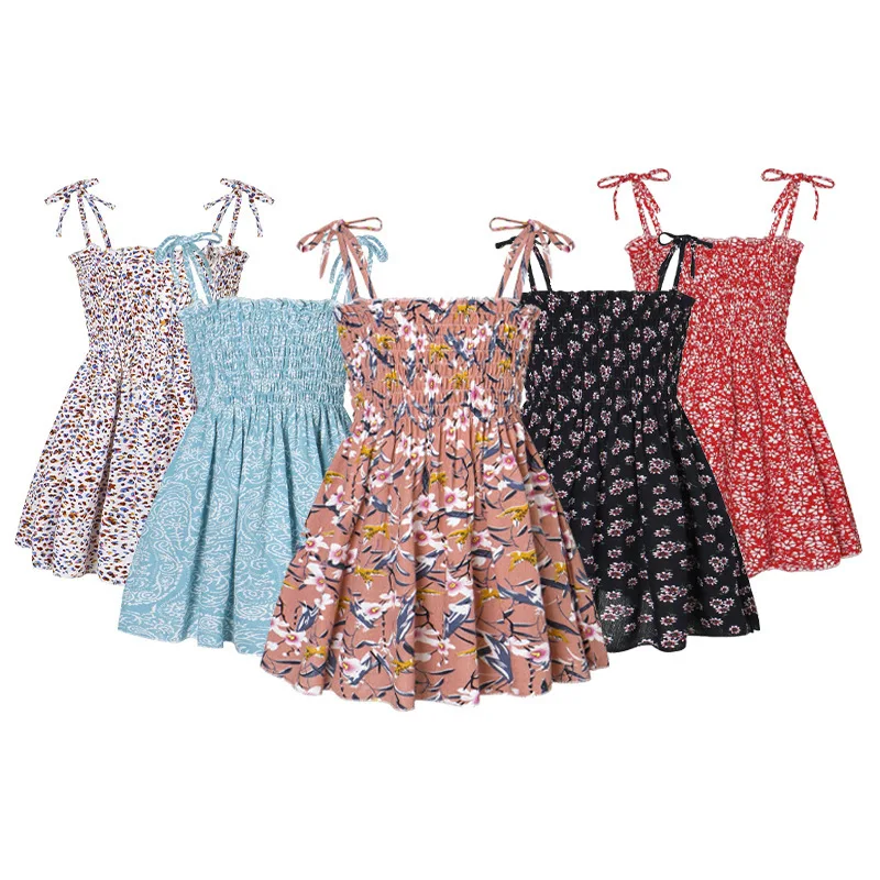 Wholesale Girls Baby Summer Dress Printing Comfortable Cotton Halter Design Girls Cotton Dress