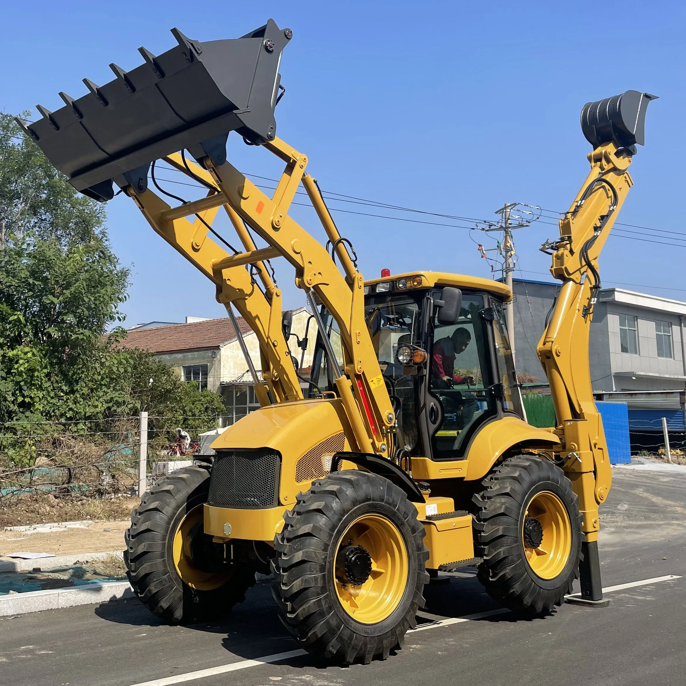 factory sales wheel backhoe loader 4x4 mini tractor small track front backhoe excavator wheel loader sample