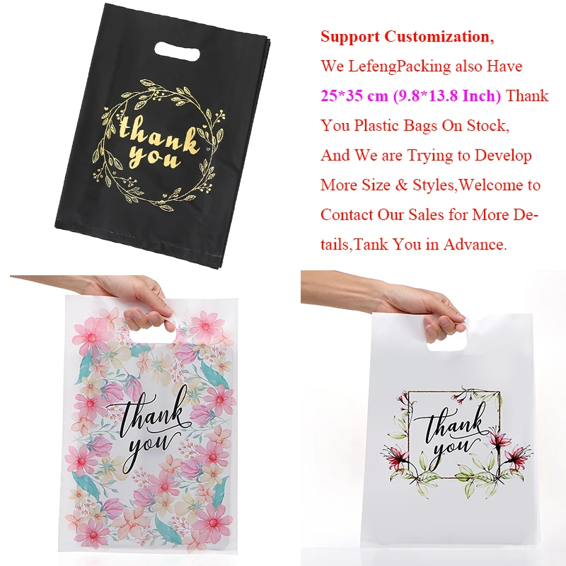 Wholesale Hdpe Ldpe Punch Hole Carry Retail Poly Plastic Packaging Bags Custom Thank You Shopping Black Plastic Bags With Logo