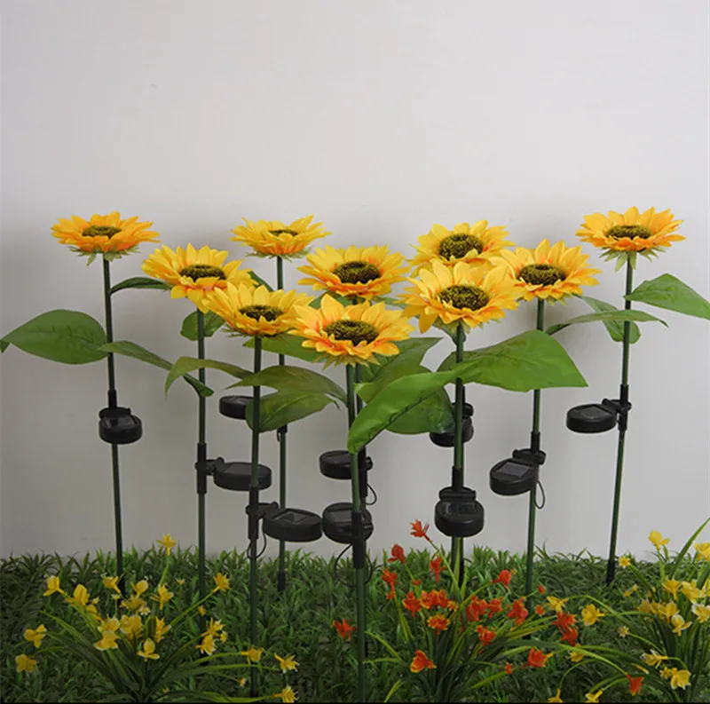 Outdoor Sunflowers Outside Garden Lawn Light Waterproof Solar Sunflower Flowers Pathway solar Light For Patio Yard Decoration