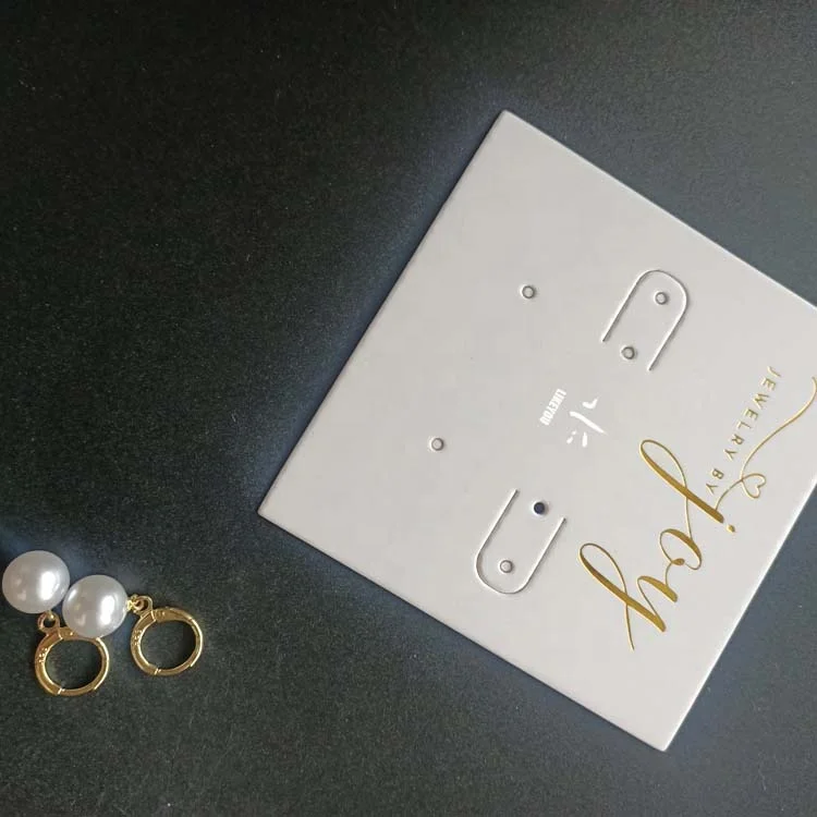 Custom Rose Foil LOGO Standard 300 gsm Paper Hook Necklace Holder Packaging Jewelry Display Card with Punches Hole