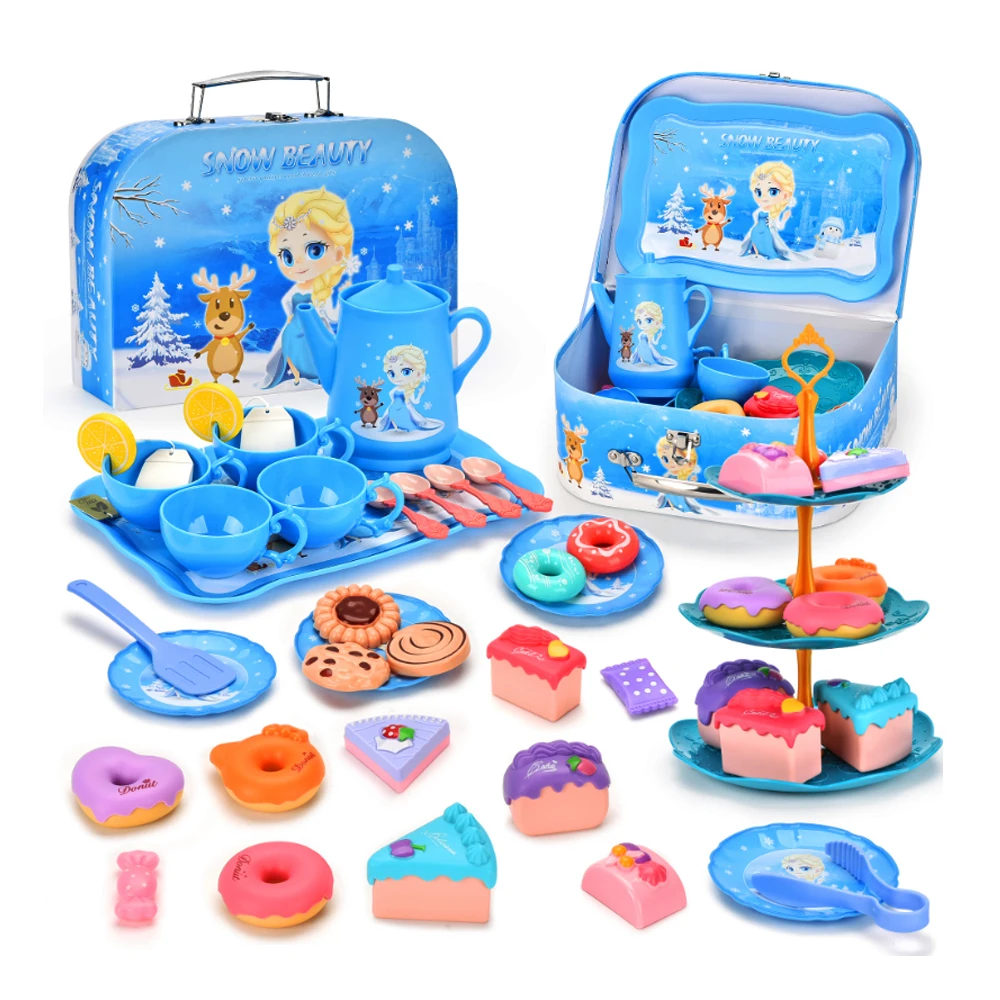 Tea Party Set for Little Girls Frozen Toys Edition Magical Elsa Princess Tea Set for Young Explorers Tin Teapot & Cups Included
