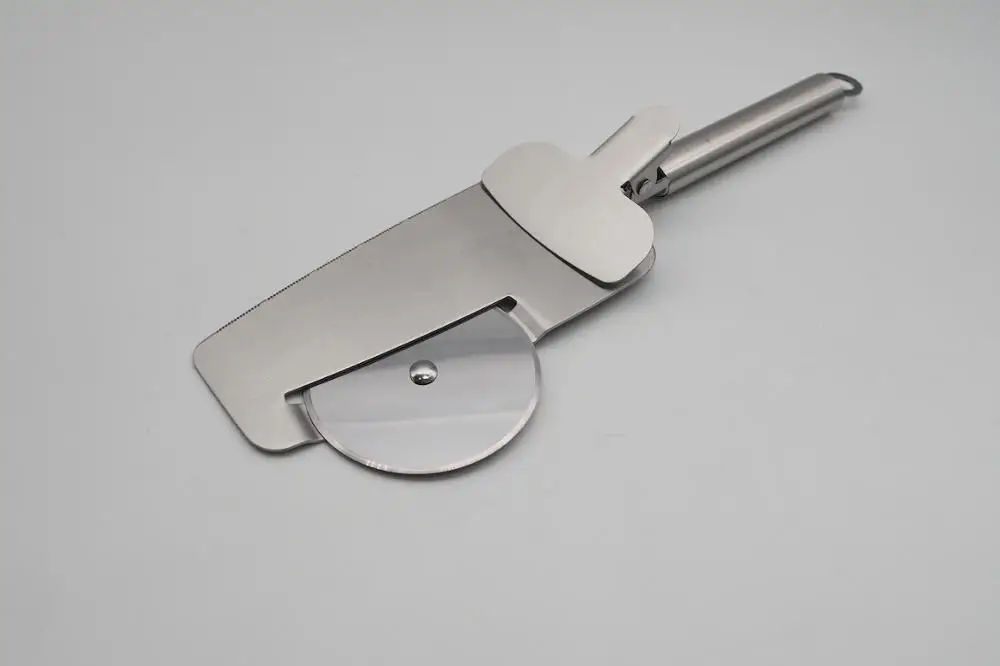 Pizza Cutter Wheel 4 in 1 design, Super Sharp Slicer, very easy to Cut & Serve, all Stainless Steel, Dishwasher safe