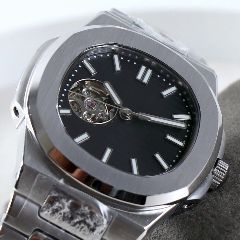 Custom DIY Name No LOGO Watch Automatic Movement NH38 Watch Mechanical Sapphire Crystal Watches MEN Luxury NH38 Hollow Out Dial