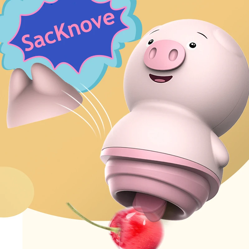 SacKnove Mini Cute Pink Pig Licking Sex Toy Vaginal Stimulation Animal Jumping Egg Vibrator Realistic Vibrating Tongue For Women