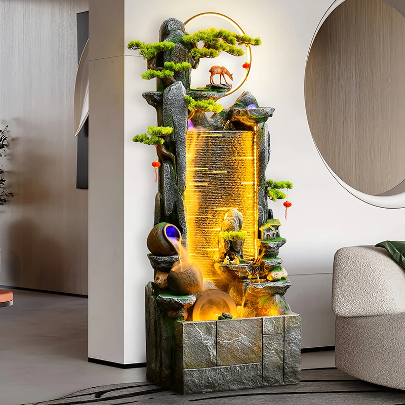 Feng Shui Creative Decorative Landscape Waterfall Floor-standing Ornaments Water Fountain Hotel Villa Lobby Rocky Fountain