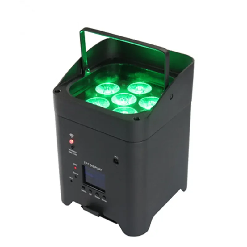 Wedding Rechargeable DMX Wireless Battery Powered 6in1 RGBWAUV 6*18w LED Flat Par Light with IR Controller