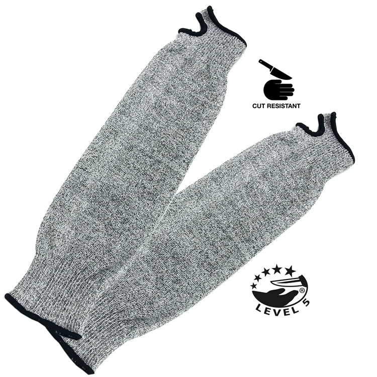EN388 cut resistant level 5 HPPE Arm Sleeve custom logo elastic anti cut thumb hole arm safety protective long sleeves
