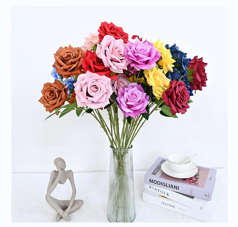 Hot Sale Spot Artificial Brazilian Rose Wedding Hotel Decoration Flowers Three Headed Diamond Rose