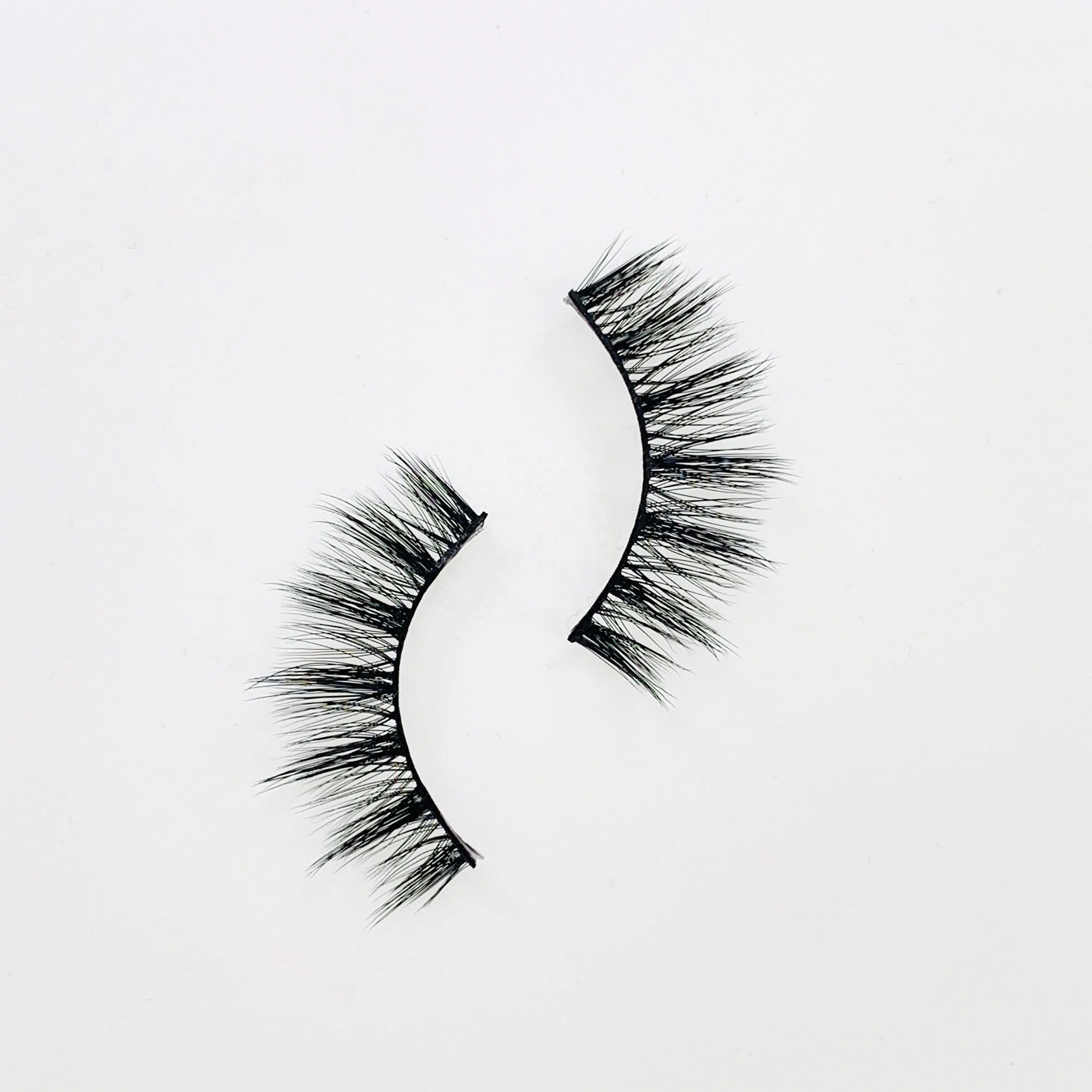 Natural Style 3D Faux Mink Eyelash Thinner Soft Cotton Band Cross Shape Short Length False Lashes Wholesale