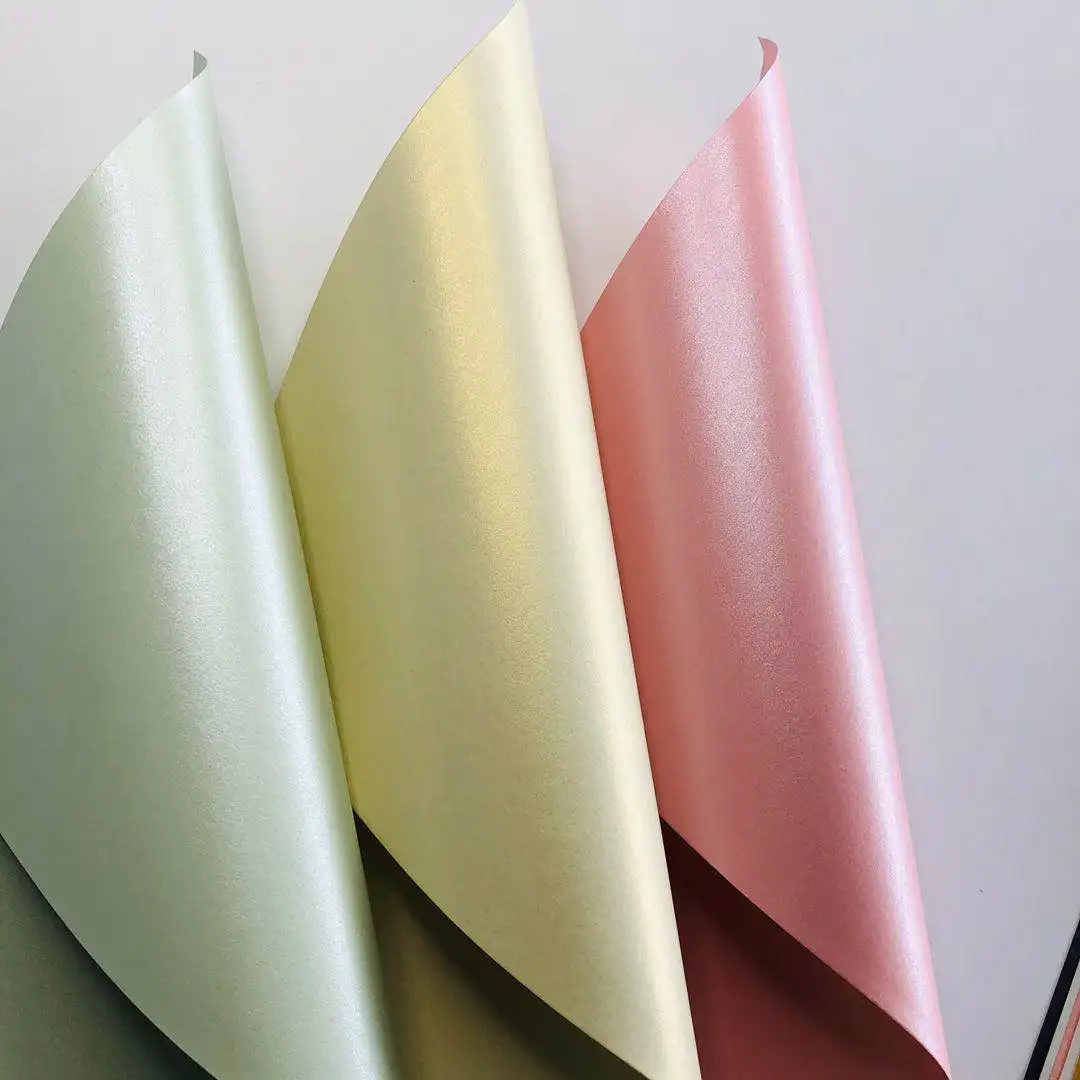 110g A4 250g Double Side Blue Colored Shiny Embossed Box Envelope Metallic papel Pearlescent  tissue pearl Paper printing paper