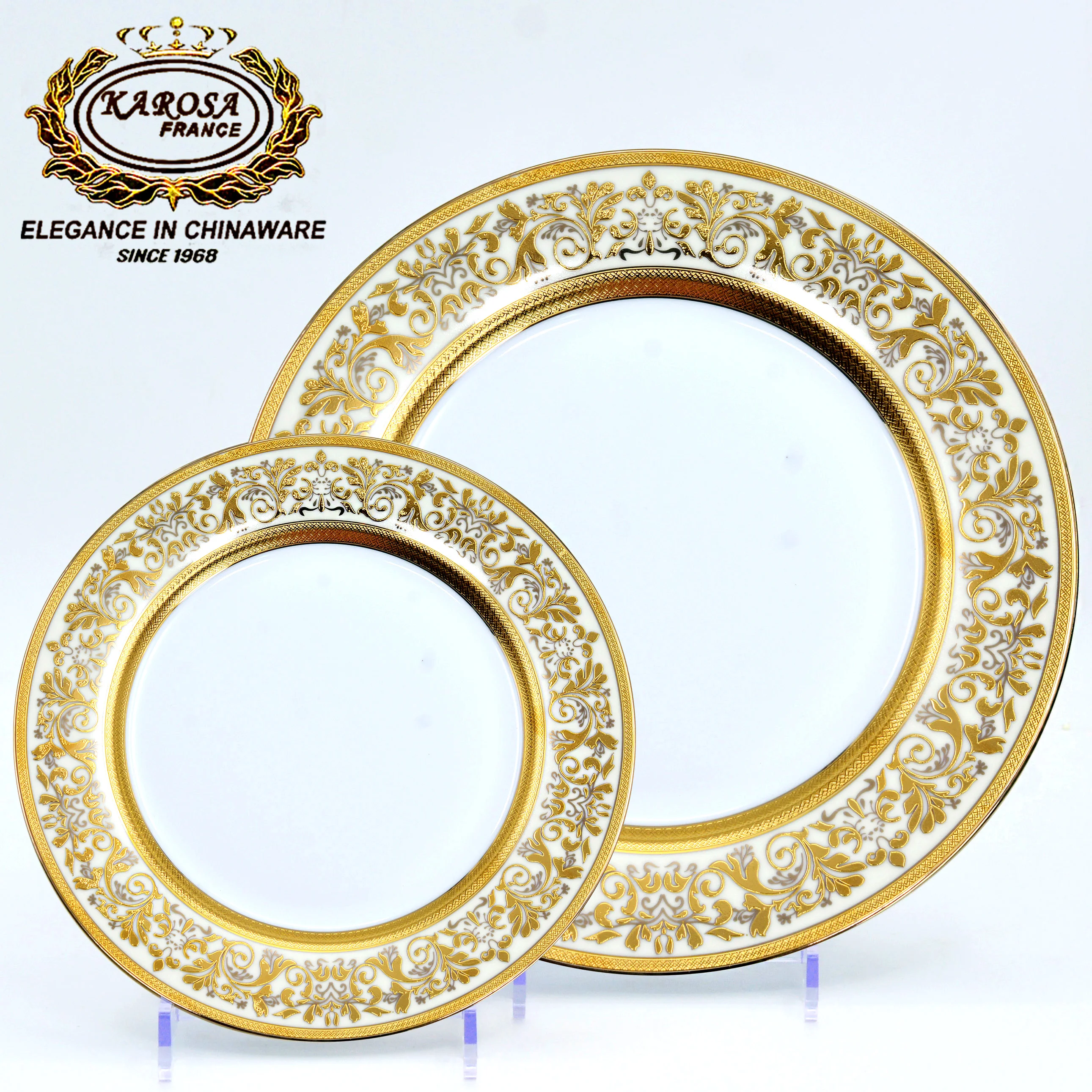 10.5inch with 8inch bone china dinner plate porcelain luxury gold decoration party wedding hotel banquet dish plates sets