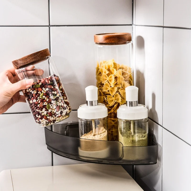 Bathroom corner shelf without punching and traceless sticker storage tripod toilet kitchen finishing rack