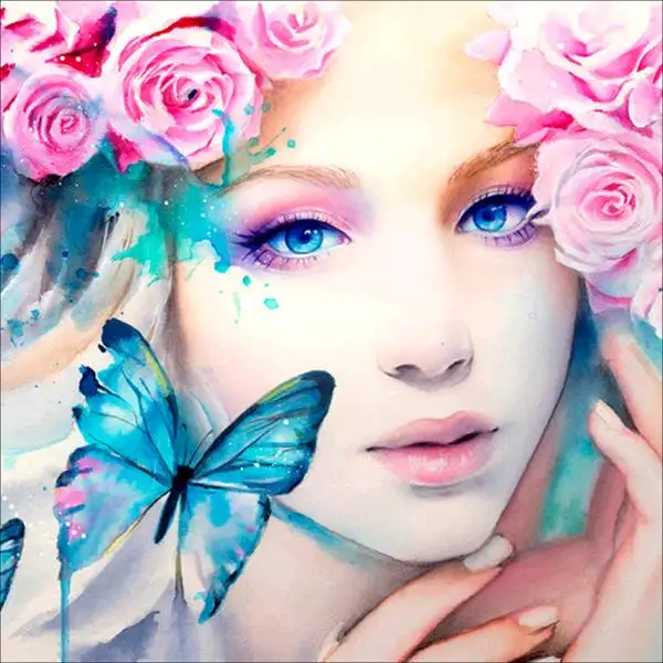 
Chunzhen Customized Pd-7596 Girl Portrait Hand Abstract Diy Painting Diamond Painted Figure Butterfly 