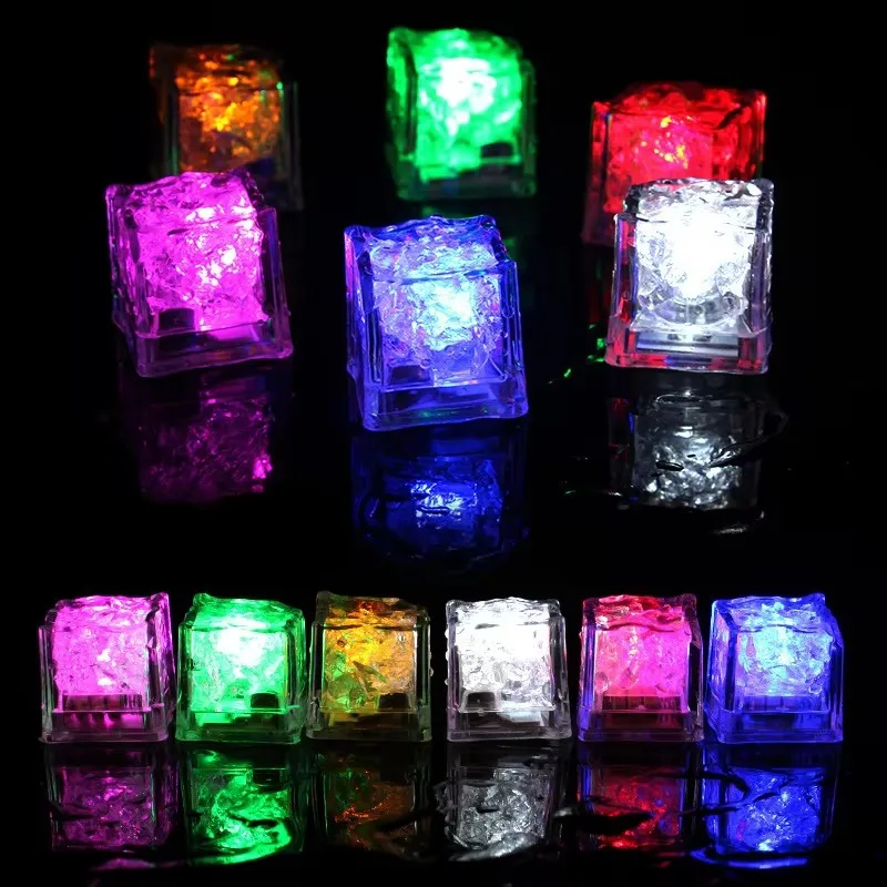 Waterproof LED Ice Cubes Flashing Glow in The Dark LED Light up Ice Cubes for Drinks Bar Club Party Wine Wedding Decoration