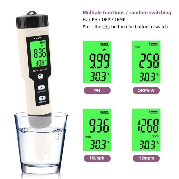D090401 Portable PH ORP H2 TEMP water quality tester multifunctional PH meter for drinking water