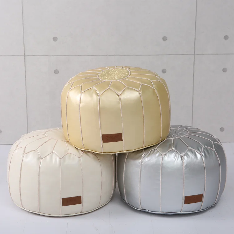 embroidery leather moroccan pouf bean bag