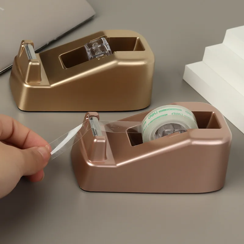 Nordic Light Luxury Rose Gold Tape Seat Labor Saving Sealing Tape Cutter Office Desktop Heavy Manual Packing Tape Dispenser