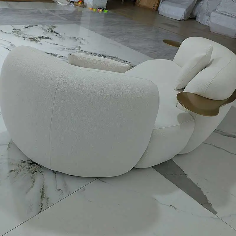 Pea sofa cream style Italian minimalist light luxury curved cashew lamb velvet mesh red designer fabric sofa