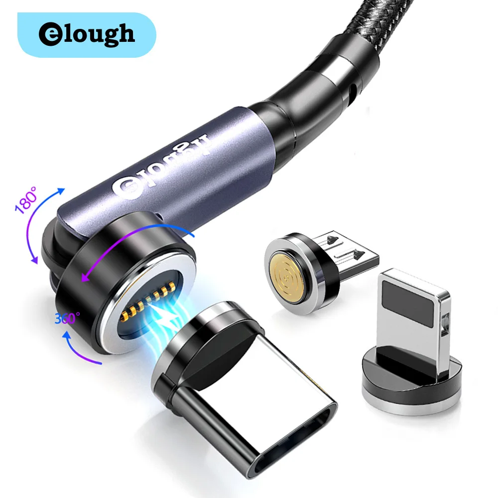 Elough Exw Price 3A Phone Micro 540 Rotate Usb C Magnetic Cable Charger For Samsung Tipo c Usb kabel Fast Charging Cabo