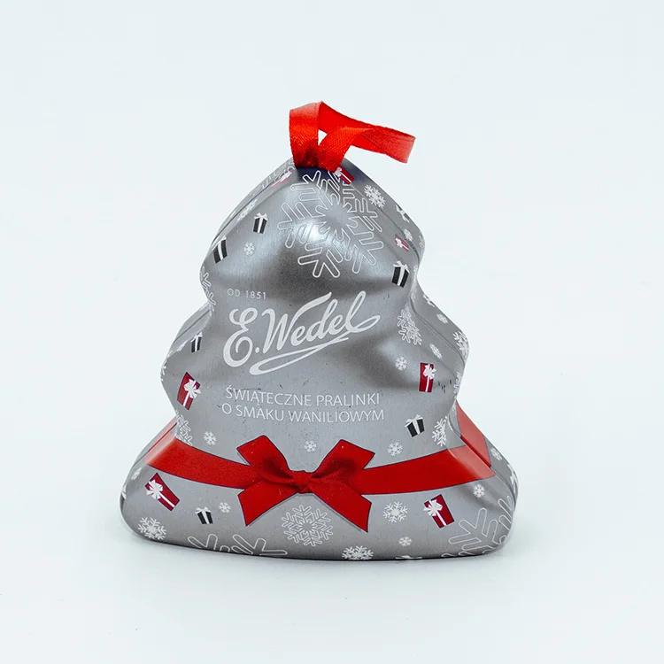 
 Металлические жестяные банки на заказ, Рождественская жестяная коробка в форме дерева, подарочная упаковка  