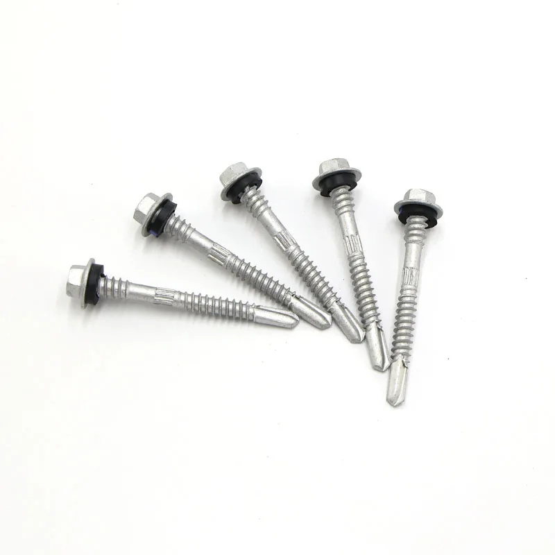 High Strength Xylan Ruspert Plated Double Thread Flange Hexagon Hex Head Self Drilling Screw With Washer
