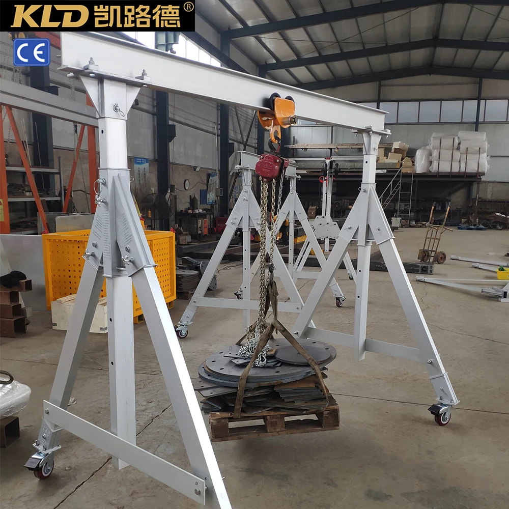 Mini portable crane gantry crane 200kg500kg hand push mobile for workshop outdoor hand chain hoist gantry crane