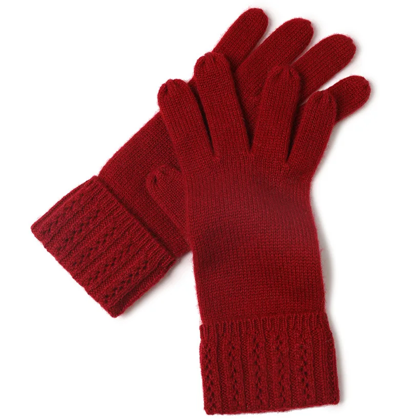 Fashion Women Autumn Winter Keep Warm Full Fingered Mittens Thick Touch Screen Cashmere Knitted Gloves